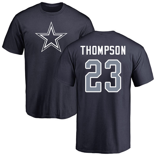 Men Dallas Cowboys Navy Blue Darian Thompson Name and Number Logo #23 Nike NFL T Shirt->nfl t-shirts->Sports Accessory